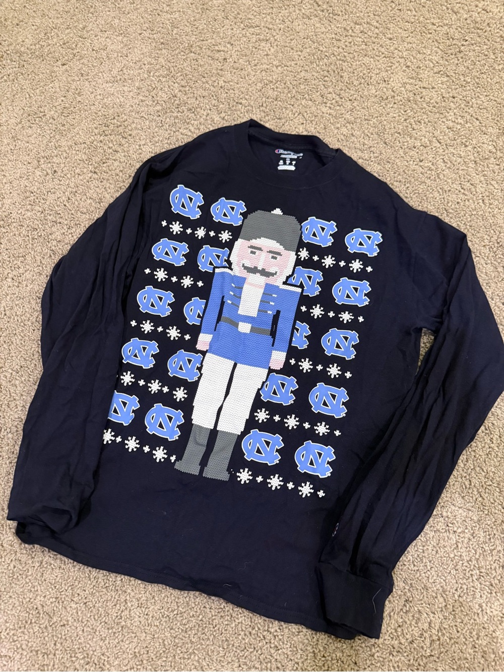Champion Navy Blue UNC Nutcracker Crewneck Sweater